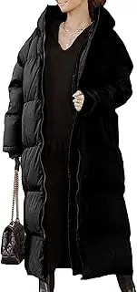 [Generic] Women's Long Quilted Puffer Lightweight Warm Zip Up Down Coat Windproof Causal Down-Filled Coats with Hood