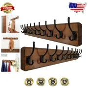 Rustic Wall Mounted Coat Rack with 10 Heavy Duty Hooks for Stylish Storage