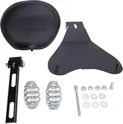 Gearwell Solo Seat Kit, Spring Bracket Set, Universal Motorcycle Faux Leather Seat with Strong Support for Retro Bikes (Black)