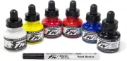 Daler-Rowney FW Acrylic Ink Bottle 6-Color Primary Set with Empty Marker - Acryl
