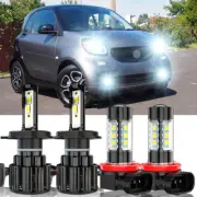 For Smart Fortwo 2016 - 2018 LED Headlight Fog Lights High Low Dual Beam Bulb 6K (for: Smart)