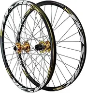 24 Inch Bicycle Wheel MTB Wheelset Quick Release Disc Brake Teen Mountain Bike Rims with Bearing Hubs Cassette 8 9 10 11 12 Speed (Color : Gold, Size : 24inch)