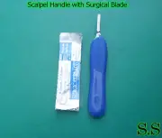 Scalpel Handle # 4 Blue Color With 10 Surgical Blade # 20 Dental Instruments