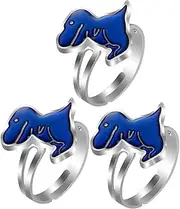 BESTYASH Unique 3pcs Creative Dinosaur Ring Metal Finger Jewelry for Boys and Girls Thermochromic