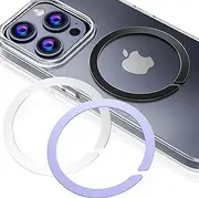 CheukKee Magnetic Adapter Ring for MagSafe,Mag-Safe Sticker for Phone Case,Metallic,Adhesive, Compatible with Wireless Charging for iPhone Android,3 Pack (Black+White+Purple)