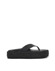 Apple Flatform Sandals - Black Weave/Black Leather