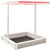 Sandbox With Adjustable Roof Fir Wood White And Red Uv50
