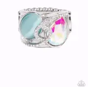 Selfie-Indulgence Blue Moonstone Iridescent Stretchy Ring