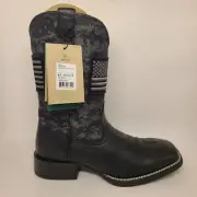 Ariat Mens Sz 8.5 D Sport Patriotic Pull On Square Toe Boots Mid Calf Cammo