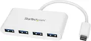 StarTech.com HB30C4ABW USB C Hub Integrated Cable, 4 Port USB C to USB-A (4X) – Bus Powered USB Hub – USB 3.1 Type C