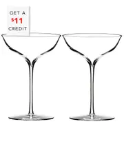 Waterford Set of 2 Elegance Champagne Belle Coupe Glasses with $11 Credit