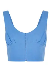 Casa Raki Bruna Cropped Linen top - Light Blue - XS (UK6 / XS) XS (UK6 / XS)