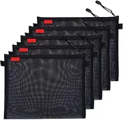 5Pcs A4 Document Bag Zipper Pouch, Transparent Nylon Mesh Bag, Mesh Cosmetic Bag, Makeup Bag, Mesh Toiletry Beauty Storage Bags, File Folders Bag for Office Supplies, Travel Organizer, School