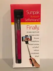 Sunpak Bluetooth Selfie Stick Wand Pink Works with iPhones Android Smartphones!
