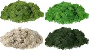 sourcing map Preserved Reindeer Moss, 14oz Fake Moss for Crafts Artificial Dried Moss for Decoration Terrariums Potted Plants, Light Green/Dark Green/Green/White