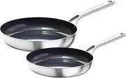 OXO Mira Tri-Ply Stainless Steel PFAS-Free Nonstick, 8" and 10" Frying Pan Skillet Set, Induction, Multi Clad, Dishwasher and Metal Utensil Safe