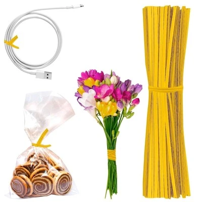 24000 Twist Ties 4 Inch Paper Yellow For Party Cello Candy Bags Cake Pops