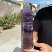 2.2lb Natural Fluorite Obelisk Quartz Crystal rough Wand Tower Point Healing