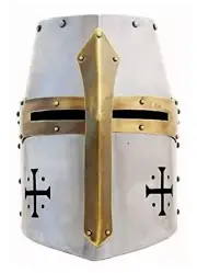 Medieval Brass Templar Crusader Helmet SCA Knight Great Helmet Armor Christmas