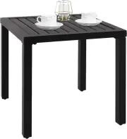 Indoor Outdoor Small Metal Square Side/End Table, Patio Coffee Bistro Table, Bla
