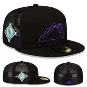 New Era Colorado Rockies Black Fitted Hat MLB 2022 ST Meshback cap Size 7 1/2