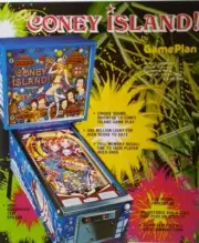 Game Plan Coney Island Pinball Flyer Original 1980 NOS Game Artwork Promo