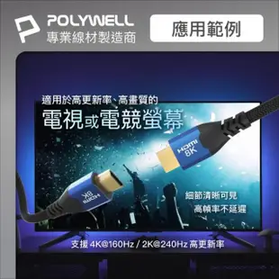 【POLYWELL】HDMI 8K 2.1認證線 /藍色 /1M