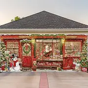 WovWeave Christmas Garage Door Banners Christmas Garage Door Backdrop Decor for Xmas Party Background Supplies(5.9 x 16.4 ft,Santa's Toy Shop)