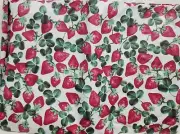 Vinyl Flannel Back Custom Fit Printed Tablecloth, 48"x68"Oval, STRAWBERRIES