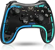 ELISWEEN Switch Controller for Nintendo Switch/OLED/Lite, Replacement for Nintendo Switch Pro Controller Support PC & Android/iOS with Cool RGB LED, Wireless Switch Controller with Turbo,Vibration