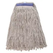 Economy Wet Mop Head Cotton Poly Blend 1.25 Inch Headband Cut End White 24 Ounce