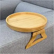 Wood Sofa Arm Clip Table, Armrest Tray Table, Foldable Side Table for Drinks/Remote Control/Phone/Snacks, Multifunctional Portable Serving Tray for Sofa Couch Arm or Small Spaces
