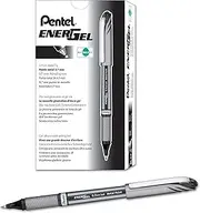 Pentel EnerGel NV Liquid Gel Pen, 0.7mm, Medium Line Capped, Metal Tip, Black Ink, Box of 12 (BL27-A)