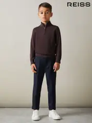 Reiss Dark Bordeaux Blackhall 3-9 yrs Merino Wool Half-Zip Funnel Neck Jumper (E52813) | $75
