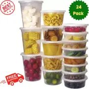 Meal Prep Containers Soup Containers, Plastic Deli Containers with Lids (24 pk)