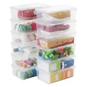 12 Pack 6 Quart Stackable Plastic Storage Bins, BPA-Free Nestable Container w...