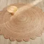Round Rug Hand Braided 100% Natural Jute Farmhouse Area Rug Scallop Design Rug