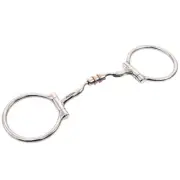 BE Bar H Equine Small Port D Ring Snaffle Tongue Relief W/ Roller Copper Bit