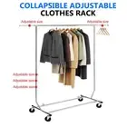 Collapsible Adjustable Single Rail Rolling Garment Cloth Coat Rack Hanger Dryer