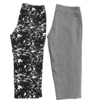 (2) New PURE AMICI Paint Splatter Links Geometric Pants Women LARGE L Black Crop