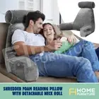 Memory Foam Backrest Pillow Neck Back Rest Reading Cushion Lumbar Support Grey