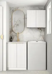 650*600*900mm Otti Noosa Matt White Fluted Moisture Resistant Plywood Mini Laundry