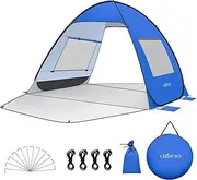 Pop Up Beach Tent UPF 50+ Shade Sun Shelter for 1-3 Persons Canopy Cabana with 2 Doors Easy Set Up Beach Umbrella(BU