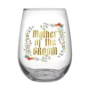 Stemless Wine Glass Mother Of Groom Boho Size 3.5in x 5in h, 20 oz Pack of 6