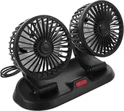 ULTECHNOVO Car Cooling Fan Double-Head Design Rotation Flat Base Suitable for Car Home Office Strong Airflow