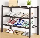 Shoe Rack 3 Tier Bamboo Organizer Stackable Free Standing Wooden Storage Shelf