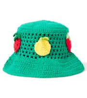 [Stella McCartney Kids] Stella McCartney Kids Embroidered cotton bucket hat Inch 19.7 green