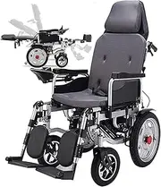 90-180° Lie Flat Wheelchairs Folding Car with High Back Electric Power Reclining Wheelchair Elderly Mobility Vehicles Disabled Aids Scooters(B)