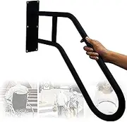 Wall Mount Staircase Banister Hand Rails, Handrails for Outdoor Steps, Black Industrial Iron Hand Rail, U-Shaped Stair Railing for Elderly Kids Rod