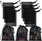 Riuog 10 PCS With Clips Mesh Drawstring Bags, Portable Nylon Storage Bags for toy,Sports Storage,Outdoor activities etc. (5.9x7.9in)